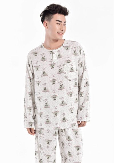 Мъжка пижама - блуза с дълъг ръкав и панталон с висока талия