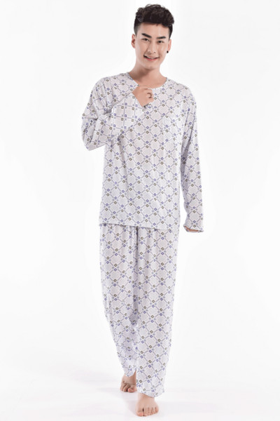 Мъжка пижама - блуза с дълъг ръкав и панталон с висока талия