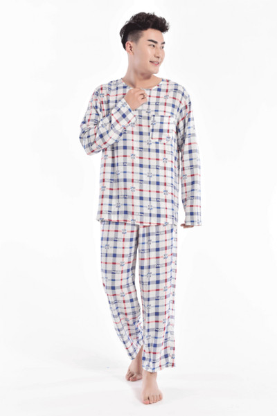 Мъжка пижама - блуза с дълъг ръкав и панталон с висока талия