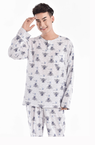 Мъжка пижама - блуза с дълъг ръкав и панталон с висока талия