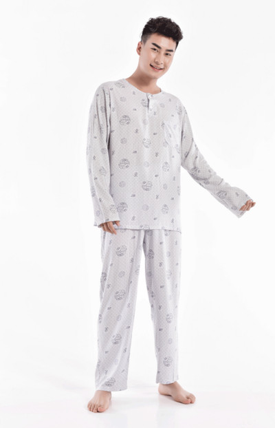 Мъжка пижама - блуза с дълъг ръкав и панталон с висока талия