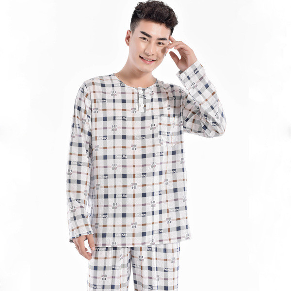 Мъжка пижама - блуза с дълъг ръкав и панталон с висока талия