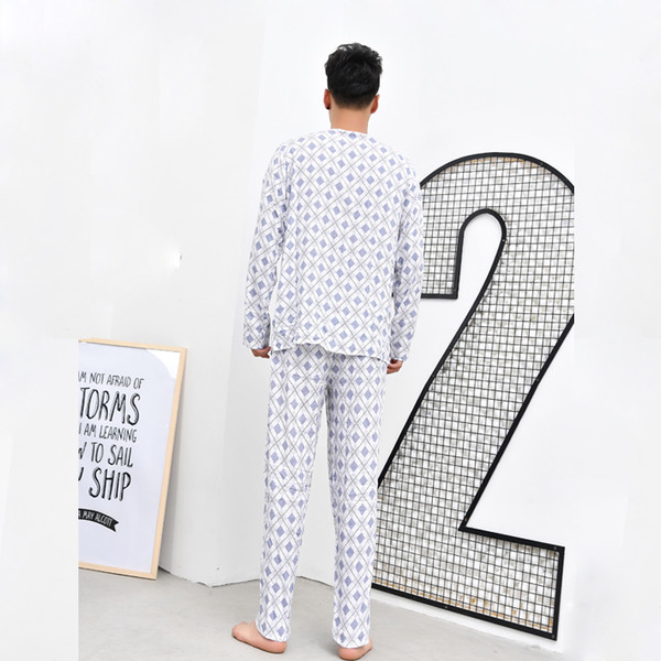 Мъжка пижама - блуза с дълъг ръкав и панталон с висока талия