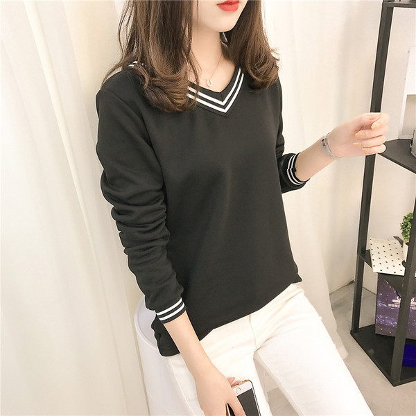 Дамска памучна блуза с дълъг ръкав в три цвята