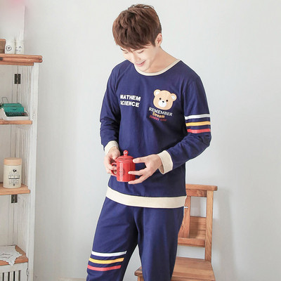 Мъжка пижама - горнище с щампа и дълъг панталон