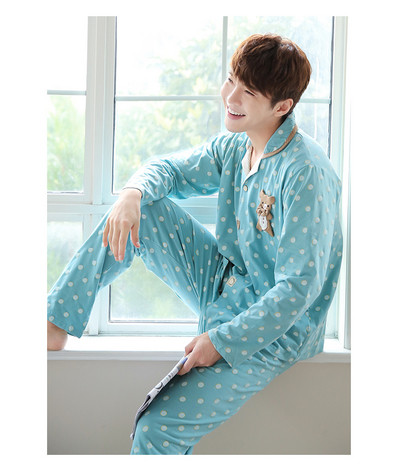 Мъжка пижама - горнище с щампа и дълъг панталон