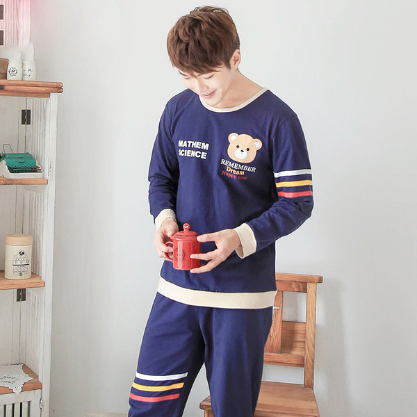 Мъжка пижама - горнище с щампа и дълъг панталон