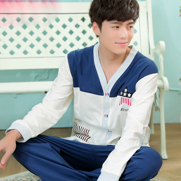 Мъжка пижама - горнище с щампа и дълъг панталон