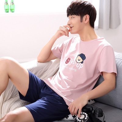 Мъжка пижама - тениска с щампа и шорти с щампа