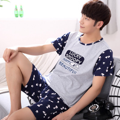 Мъжка пижама - тениска с щампа и шорти с щампа