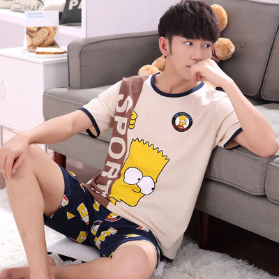 Мъжка пижама - тениска с щампа и шорти с щампа