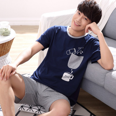 Мъжка пижама - тениска с щампа и шорти с щампа