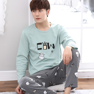 Мъжка пижама - блуза с дълъг ръкав и панталон с висока талия