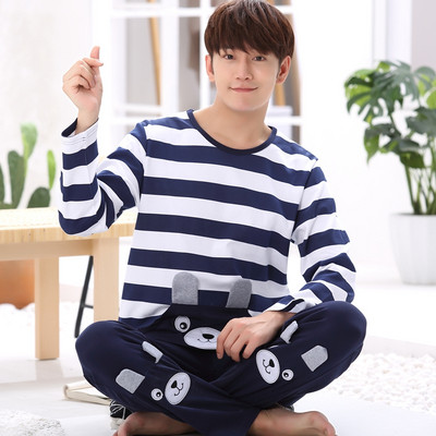 Мъжка пижама - блуза с дълъг ръкав и панталон с висока талия