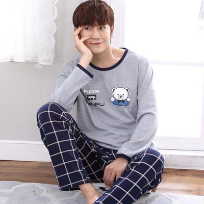 Мъжка пижама - блуза с дълъг ръкав и панталон с висока талия