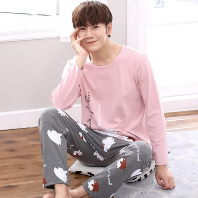 Мъжка пижама - блуза с дълъг ръкав и панталон с висока талия