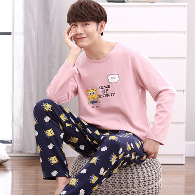 Мъжка пижама - блуза с дълъг ръкав и панталон с висока талия