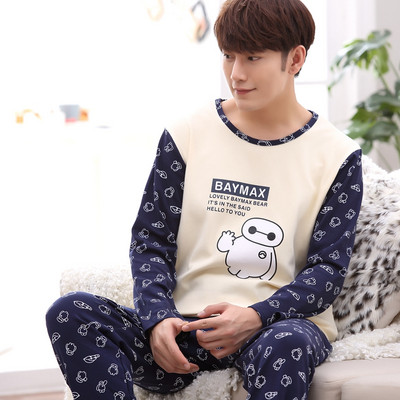 Мъжка пижама - блуза с дълъг ръкав и панталон с висока талия