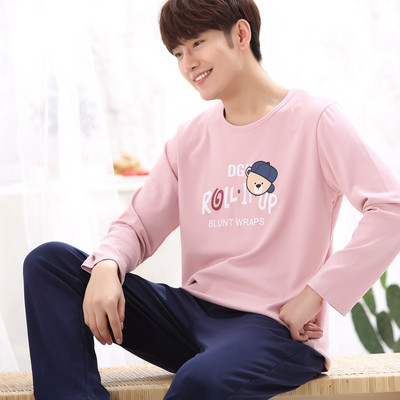 Мъжка пижама - блуза с дълъг ръкав и панталон с висока талия