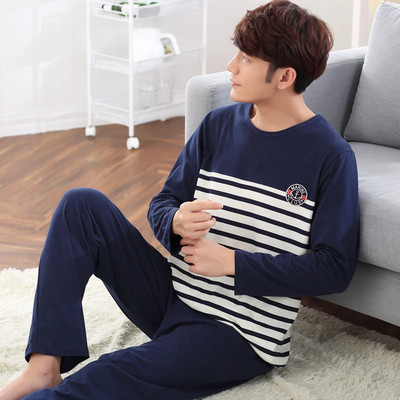 Мъжка пижама - блуза с дълъг ръкав и панталон с висока талия