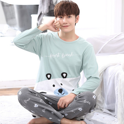 Мъжка пижама - блуза с дълъг ръкав и панталон с висока талия