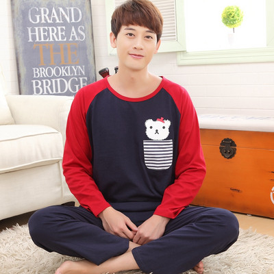 Мъжка пижама - блуза с дълъг ръкав и панталон с висока талия