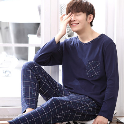 Мъжка пижама - блуза с дълъг ръкав и панталон с висока талия