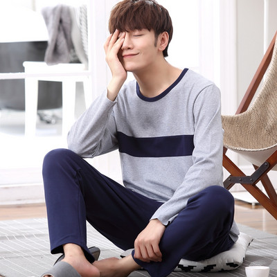 Мъжка пижама - блуза с дълъг ръкав и панталон с висока талия