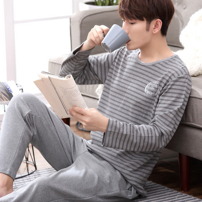 Мъжка пижама - блуза с дълъг ръкав и панталон с висока талия