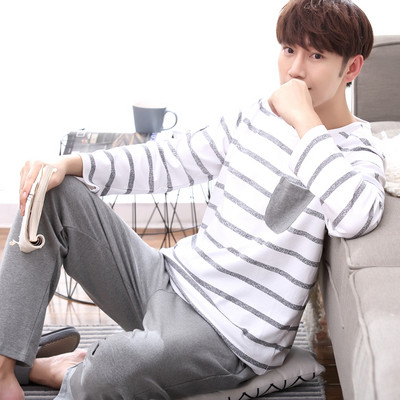 Мъжка пижама - блуза с дълъг ръкав и панталон с висока талия