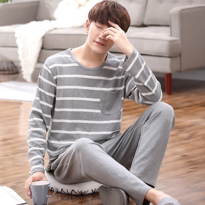 Мъжка пижама - блуза с дълъг ръкав и панталон с висока талия