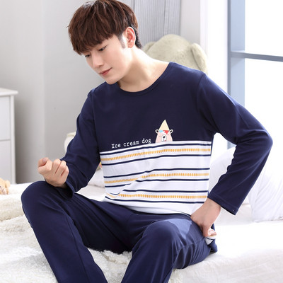 Мъжка пижама - блуза с дълъг ръкав и панталон с висока талия