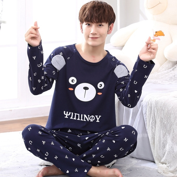 Мъжка пижама - блуза с дълъг ръкав и панталон с висока талия