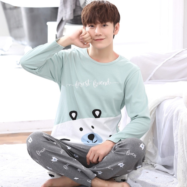 Мъжка пижама - блуза с дълъг ръкав и панталон с висока талия