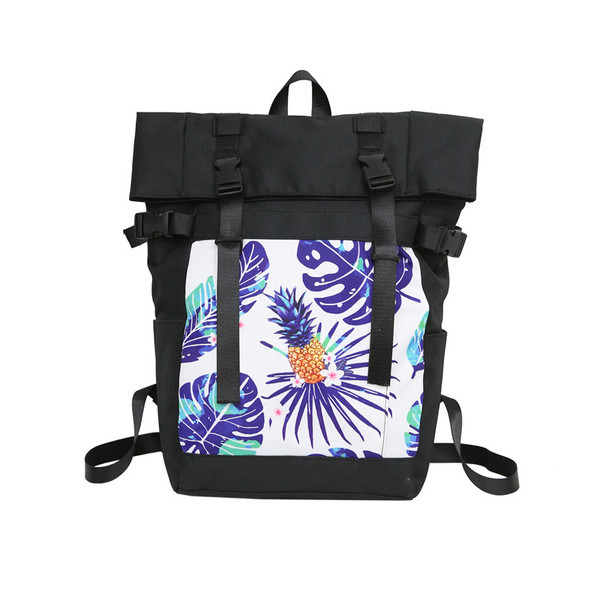 Rucsac sport de culoare neagra cu imprimeu in trei modele potrivit pentru barbati si femei