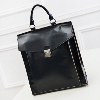 Стилна мъжка раница от еко кожа в черен и кафяв цвят