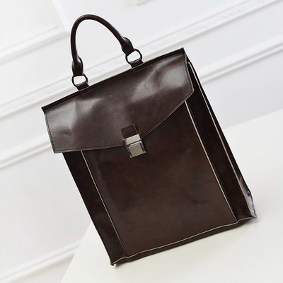 Стилна мъжка раница от еко кожа в черен и кафяв цвят