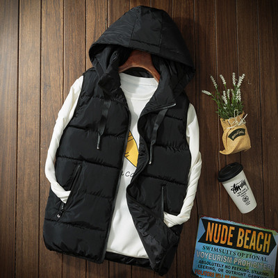 Модерен мъжки елек с качулка и джобове в няколко цвята