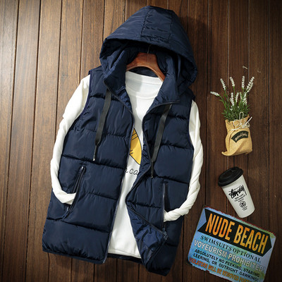 Модерен мъжки елек с качулка и джобове в няколко цвята