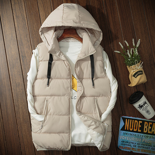 Модерен мъжки елек с качулка и джобове в няколко цвята