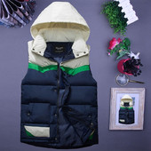 Модерен мъжки елек с качулка и джобове