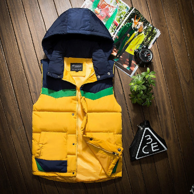 Модерен мъжки елек с качулка и джобове