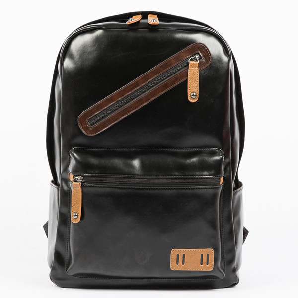 Rucsac confortabil pentru bărbați din piele ecologică de culoare neagră
