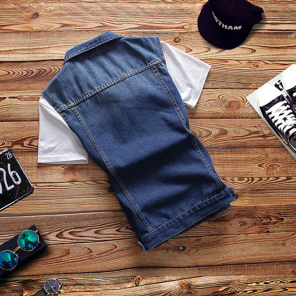 Μοντέρνο τζιν ανδρικό γιλέκο σε διάφορα χρώματα