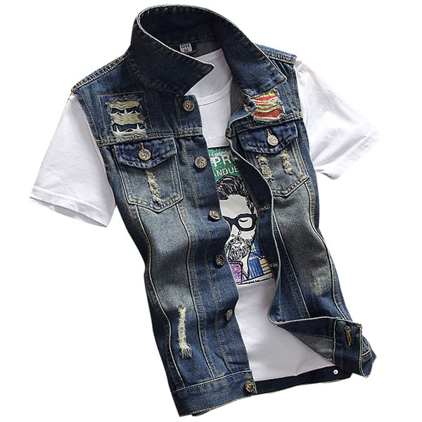 Μοντέρνο τζιν ανδρικό γιλέκο σε διάφορα χρώματα