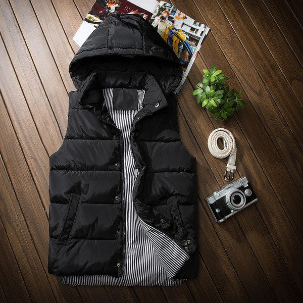 Μοντέρνο ανδρικό γιλέκο με κουκούλα σε διάφορα χρώματα