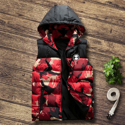 Модерен мъжки елек с качулка в няколко цвята 