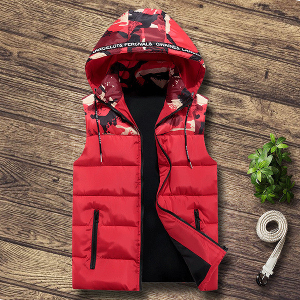 Модерен мъжки елек с качулка в няколко цвята 