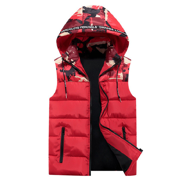 Модерен мъжки елек с качулка в няколко цвята 