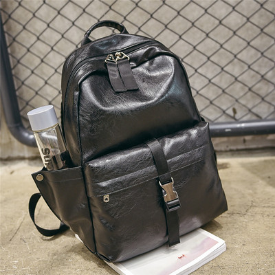 Мъжка стилна раница от еко кожа в черен и кафяв цвят